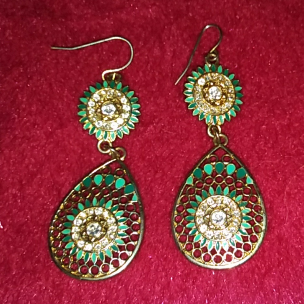 Two tone blue drop earrings